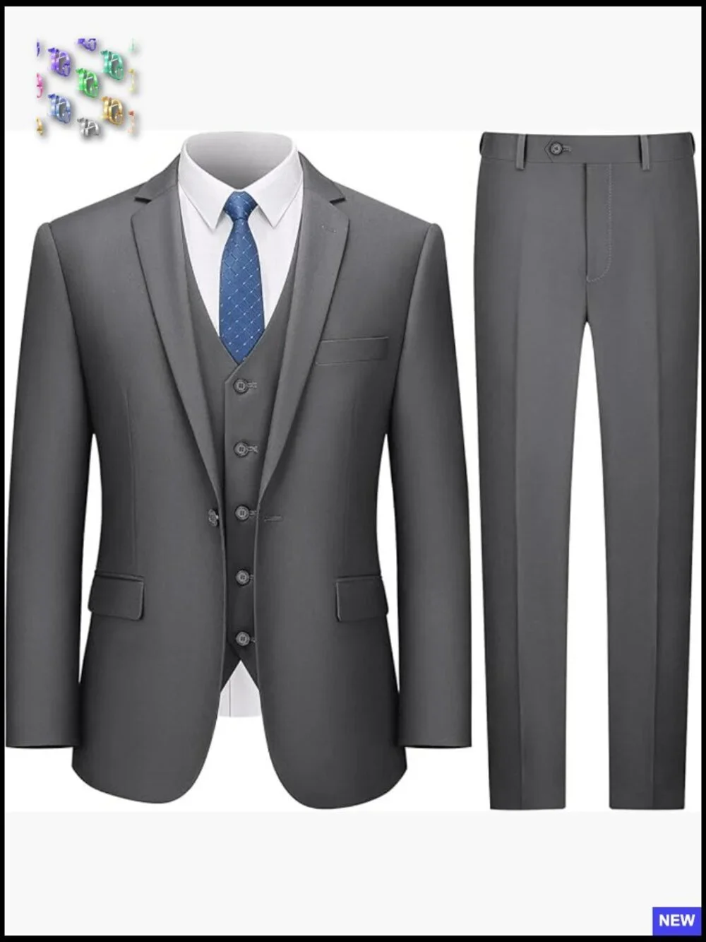 Slim Fit Three Piece Suit Classic Elegant Modern Tuxedo Set One Button